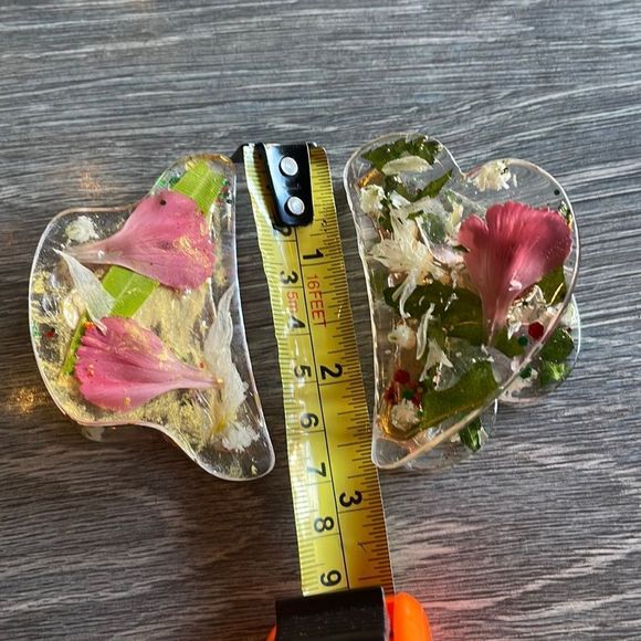 XMAS Handmade Pressed Flower Holiday Claw Hair Clip Mound Top - Picture 8 of 9